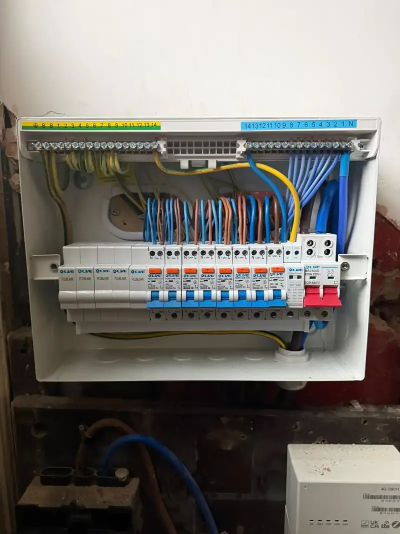 New fourteen way RCBO consumer unit with every circuit labelled, fitted by Fuse Box Fitters