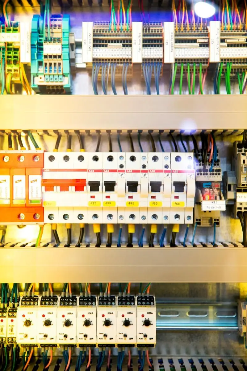 Fire alarm control panel wiring during an inspection
