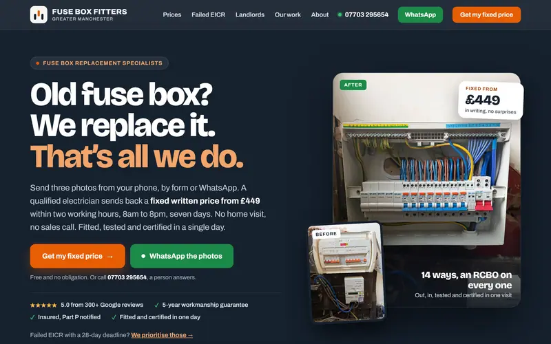 Fuse Box Fitters website homepage