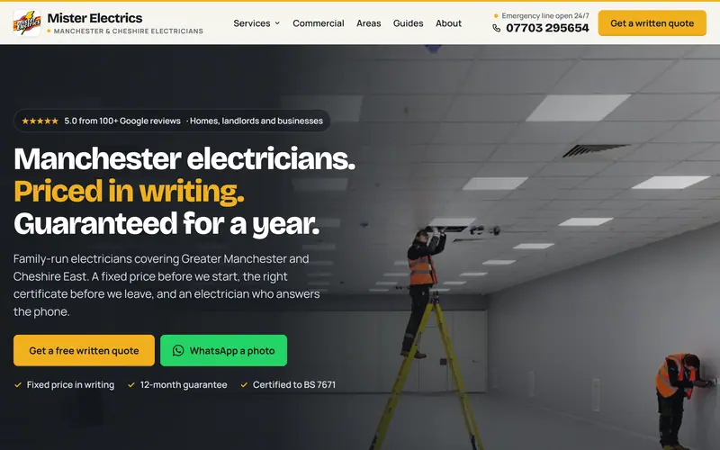 Mister Electrics website homepage